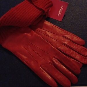 Liz Claiborne Red Genuine Leather Gloves Size S/P